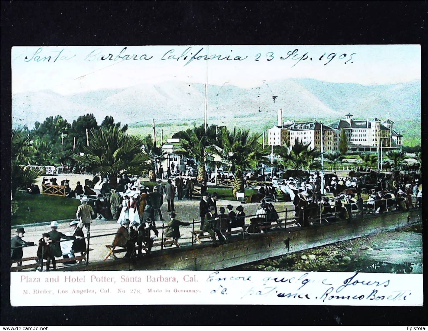 ► 1905 Plaza And Hotel Potter  Santa Barbara (Belle Cpa Couleur) California  Stamped - Santa Barbara