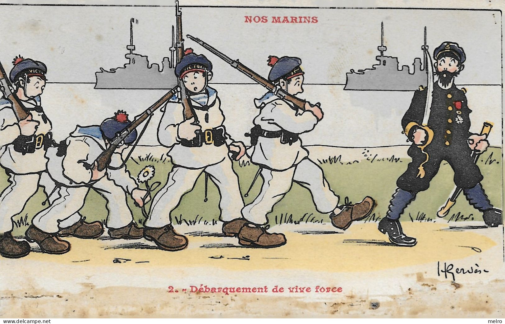 CPA -ILLUSTRATEUR Henri GERVESE -  Nos Marins Débarquement De Vive Force. - Gervese, H.