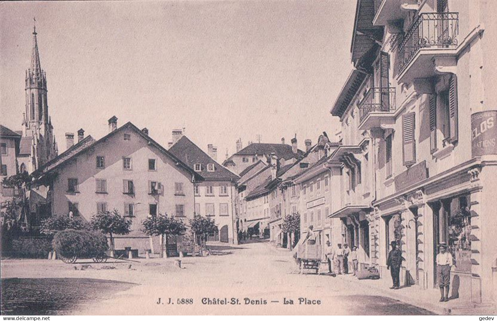 Châtel St Denis FR, La Place Animée (5888) - Châtel-Saint-Denis