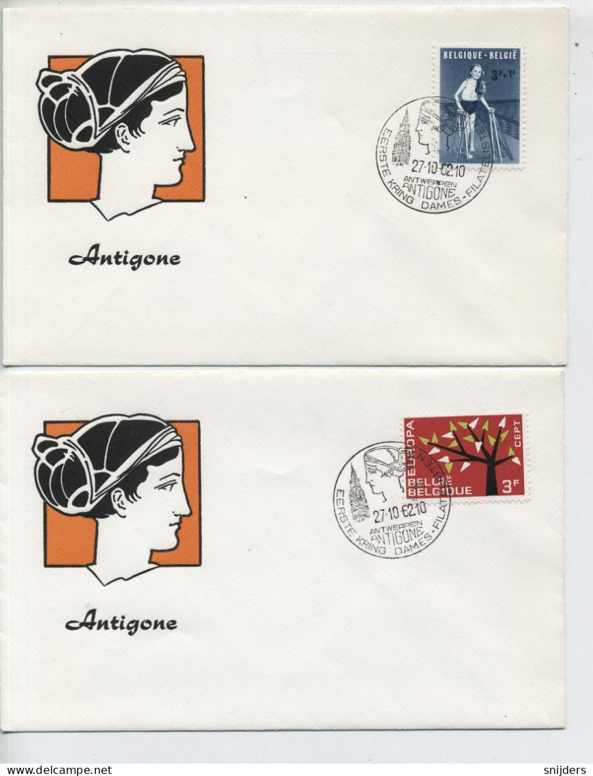 Postclub Antigone  Eerste Kring Dames Filatelie 2 Enveloppen 1963 - Briefumschläge