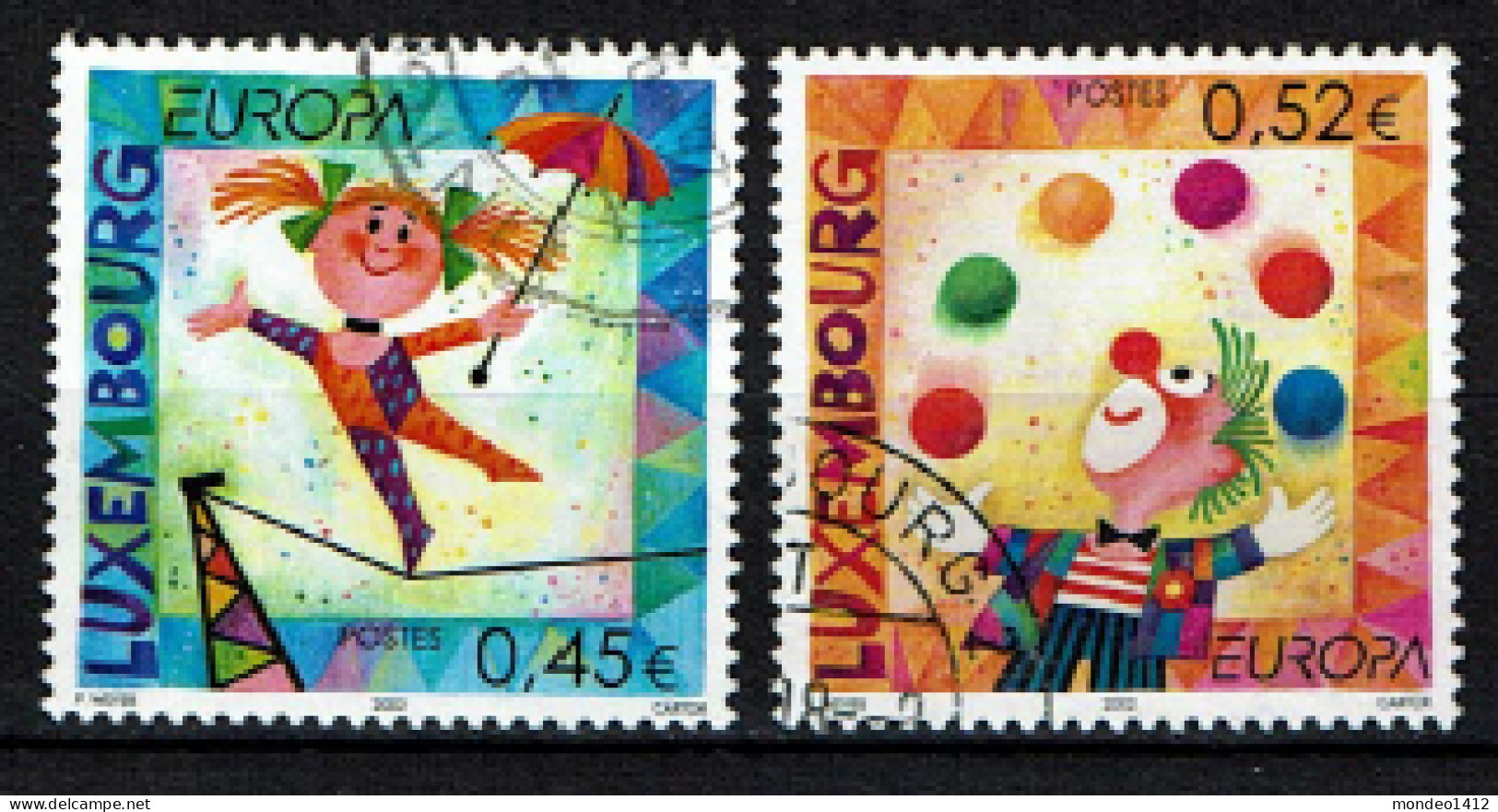 Luxembourg 2002 - YT 1524/1525 - Europa, Le Cirque, The Circus - Oblitérés