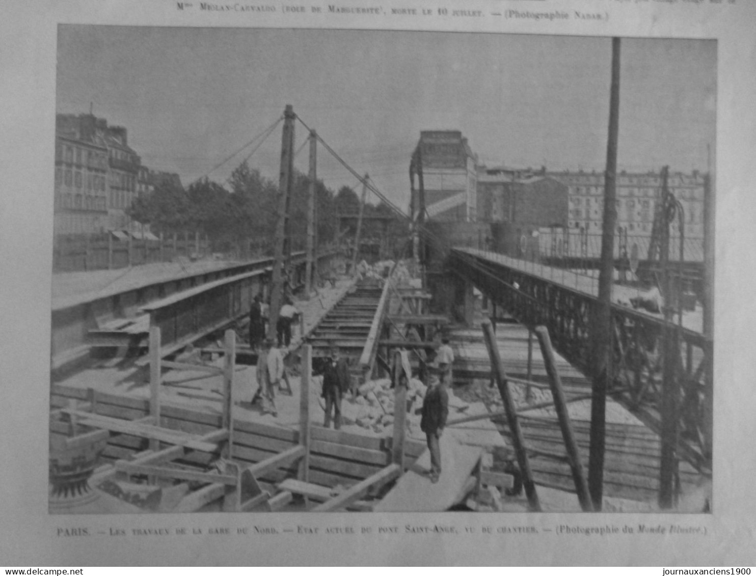 1895 PARIS TRAVAUX GARE DU NORD PONT SAINT ANGE 1 JOURNAL ANCIEN - Documenti Storici