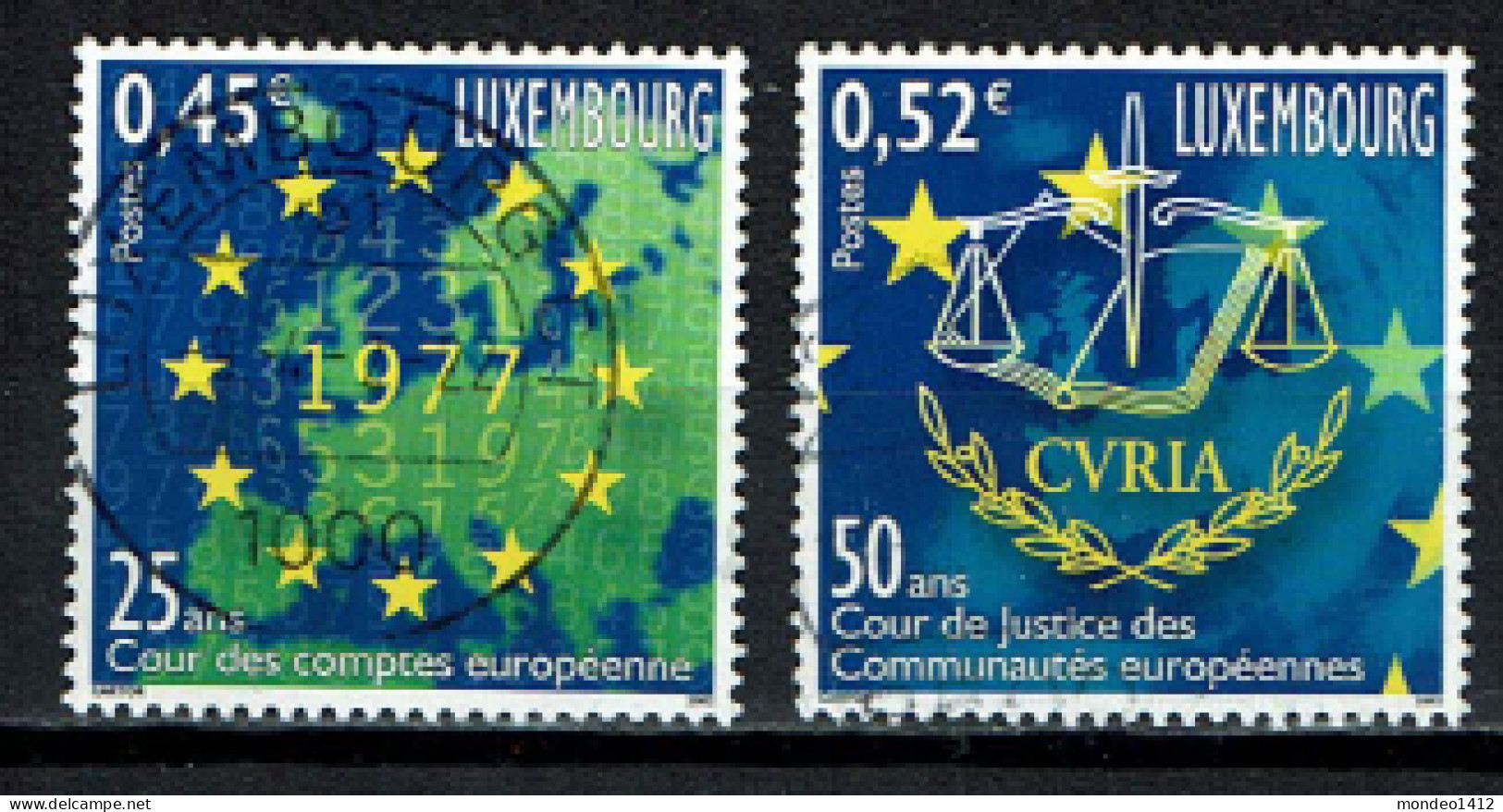 Luxembourg 2002 - YT 1509/1510 - European Institutions, La Cour De Justice, La Cour Des Comptes Européennes - Usados