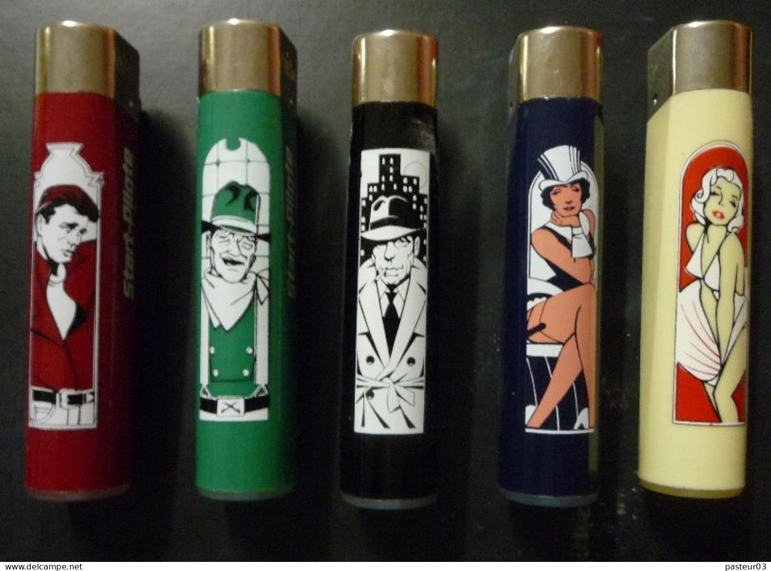 Briquet Marque START PILOTE Produit De Demarrage Pour L'automobile Collection De 5 Avec Dessins Originaux Acteurs Cinéma - Sonstige & Ohne Zuordnung