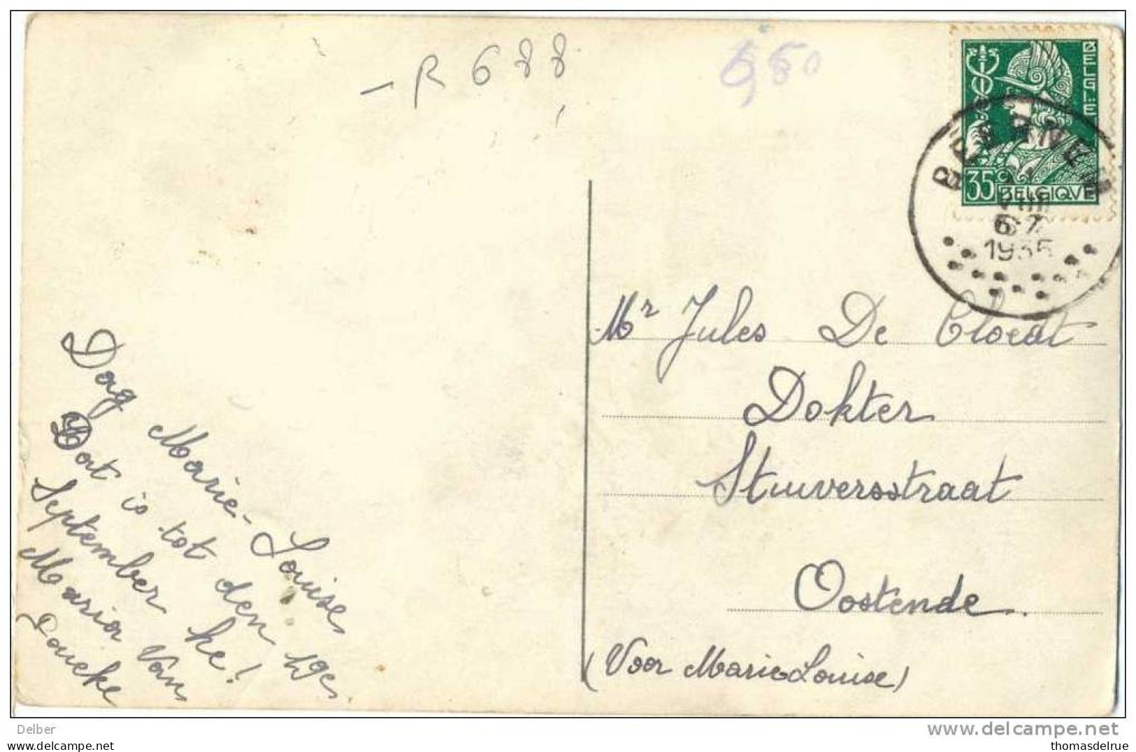 _R688:Fatasiekaart Verstuurd Met N°340:  BEERNEM ..> Verstuurd  Naar:  Oostende - 1932 Ceres En Mercurius