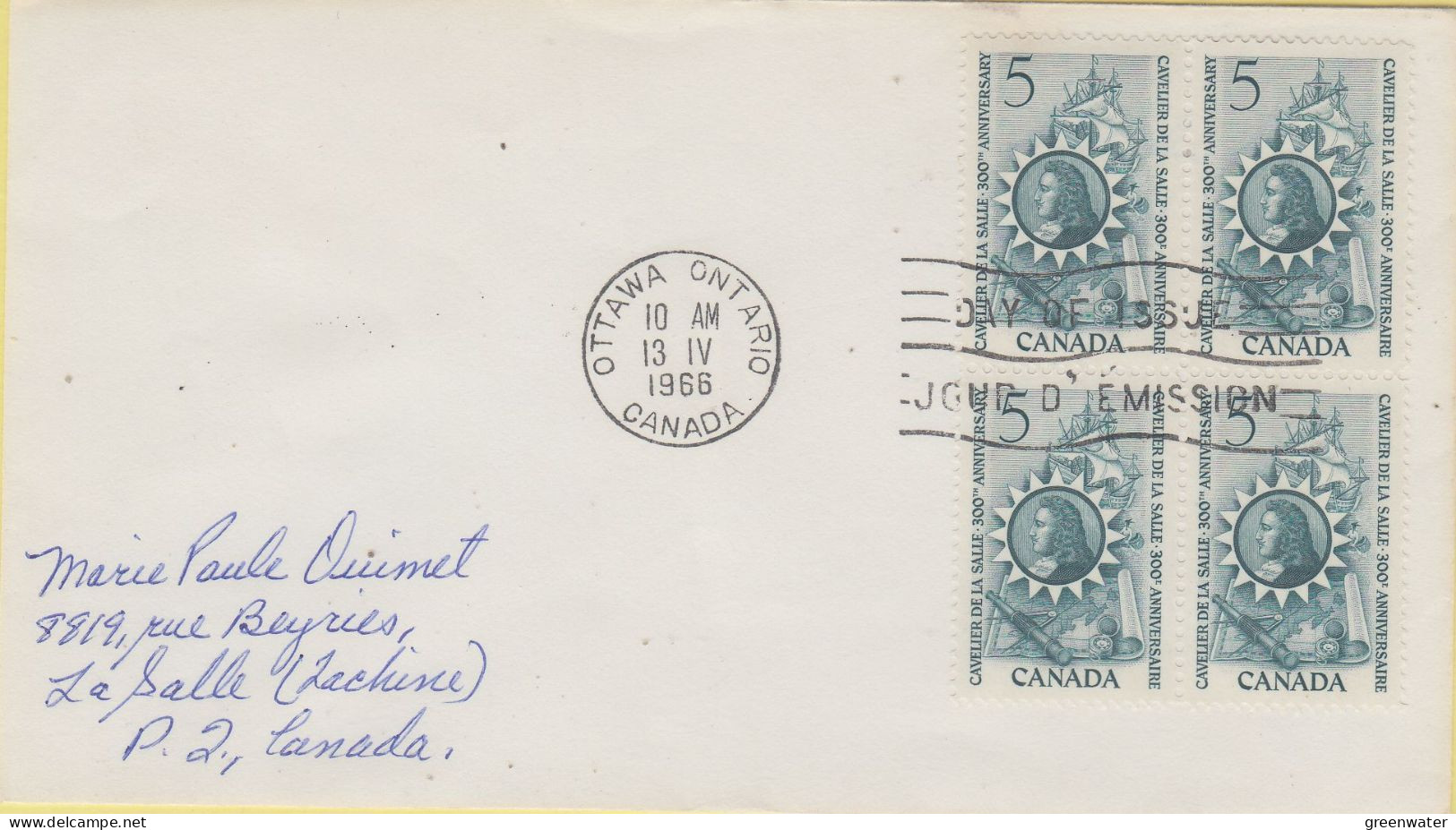 Canada 1968 Cavelier De La Salle 1v Bl Of 4 FDC (CN178A) - 1961-1970