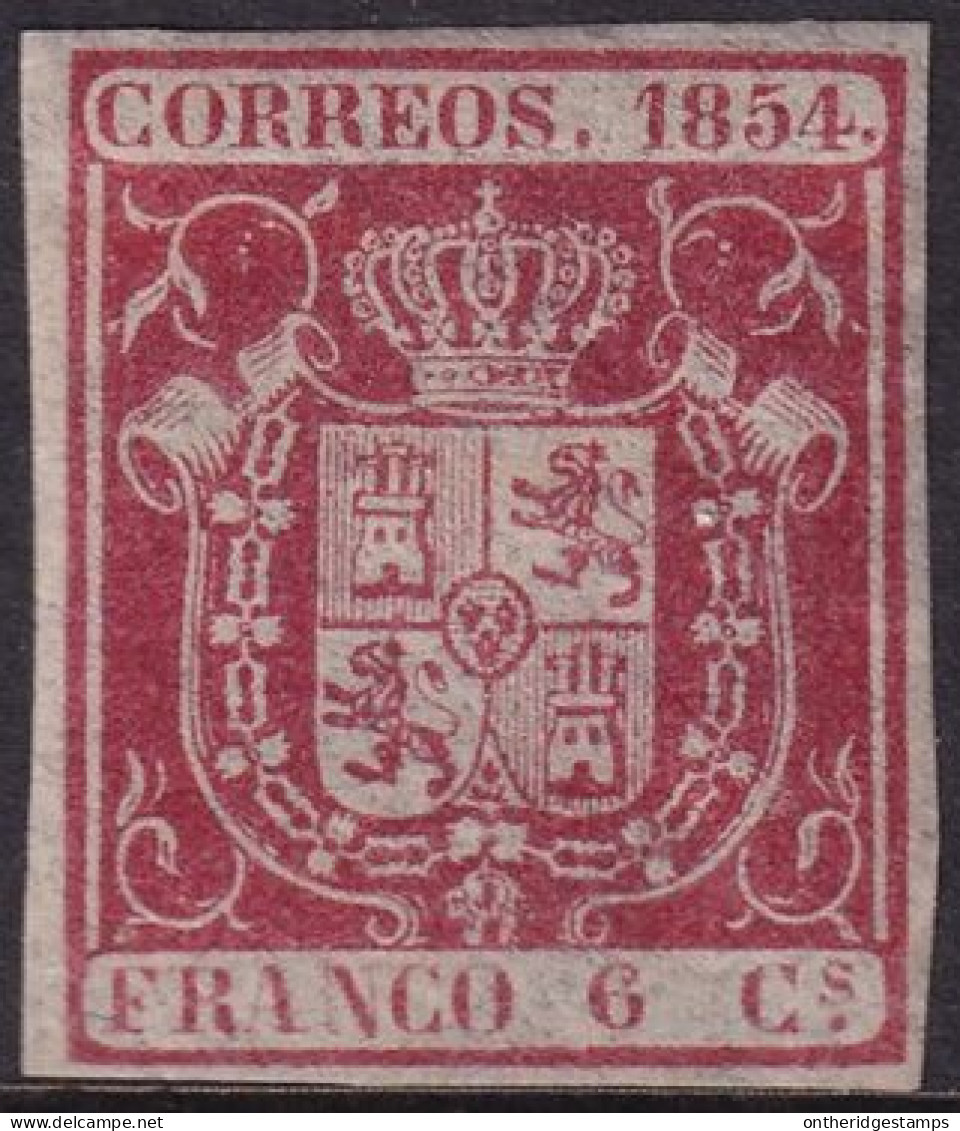 Spain 1854 Sc 26 España Ed 24 MLH* Thin White Paper - Neufs