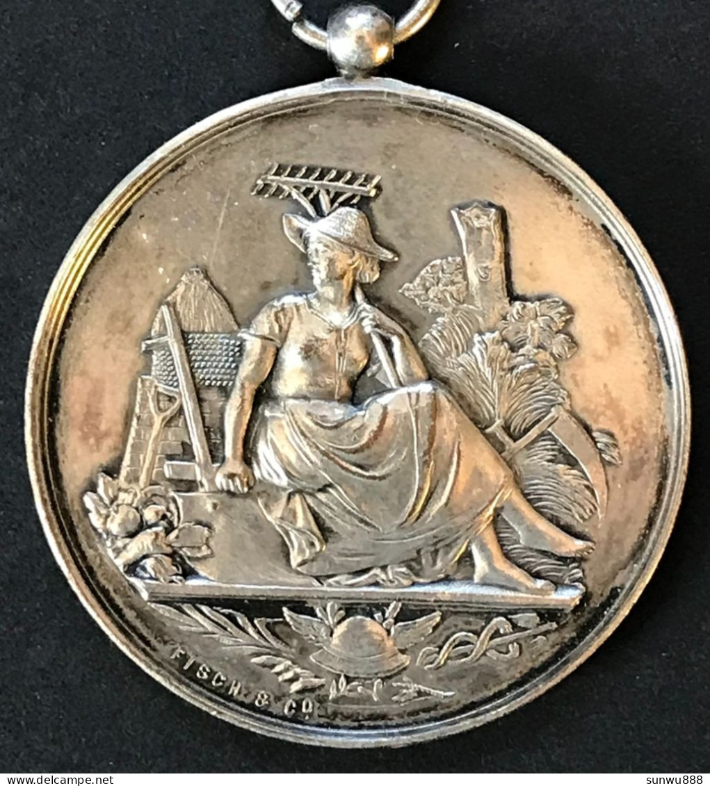 Belle Médaille Comice Agricole Concours Mons 1907 - Métal Argenté Fisch & Co - Andere & Zonder Classificatie