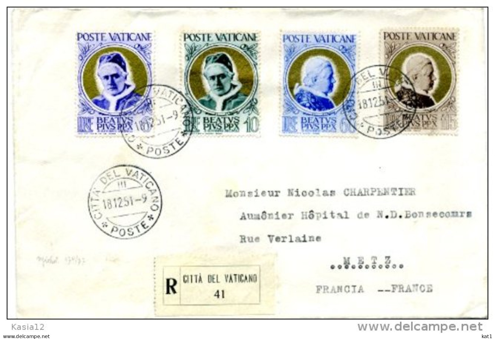 A19347)Vatikan 174 - 177 Auf E-Brief - Storia Postale