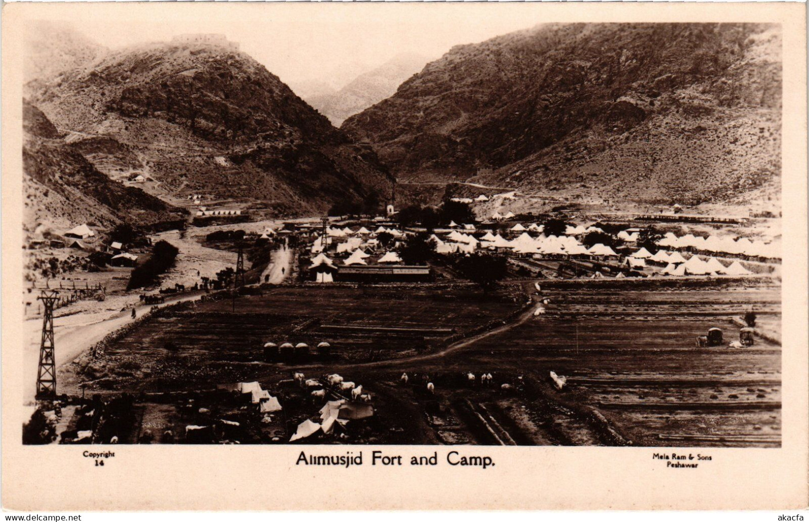 PC PAKISTAN ALI MASJID KHYBER PASS FORT AND CAMP REAL PHOTO POSTCARD (a50213) - Pakistán