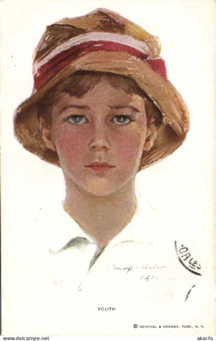 PC ARTIST SIGNED, PHILIP BOILEAU, YOUTH, Vintage Postcard (b50885) - Boileau, Philip