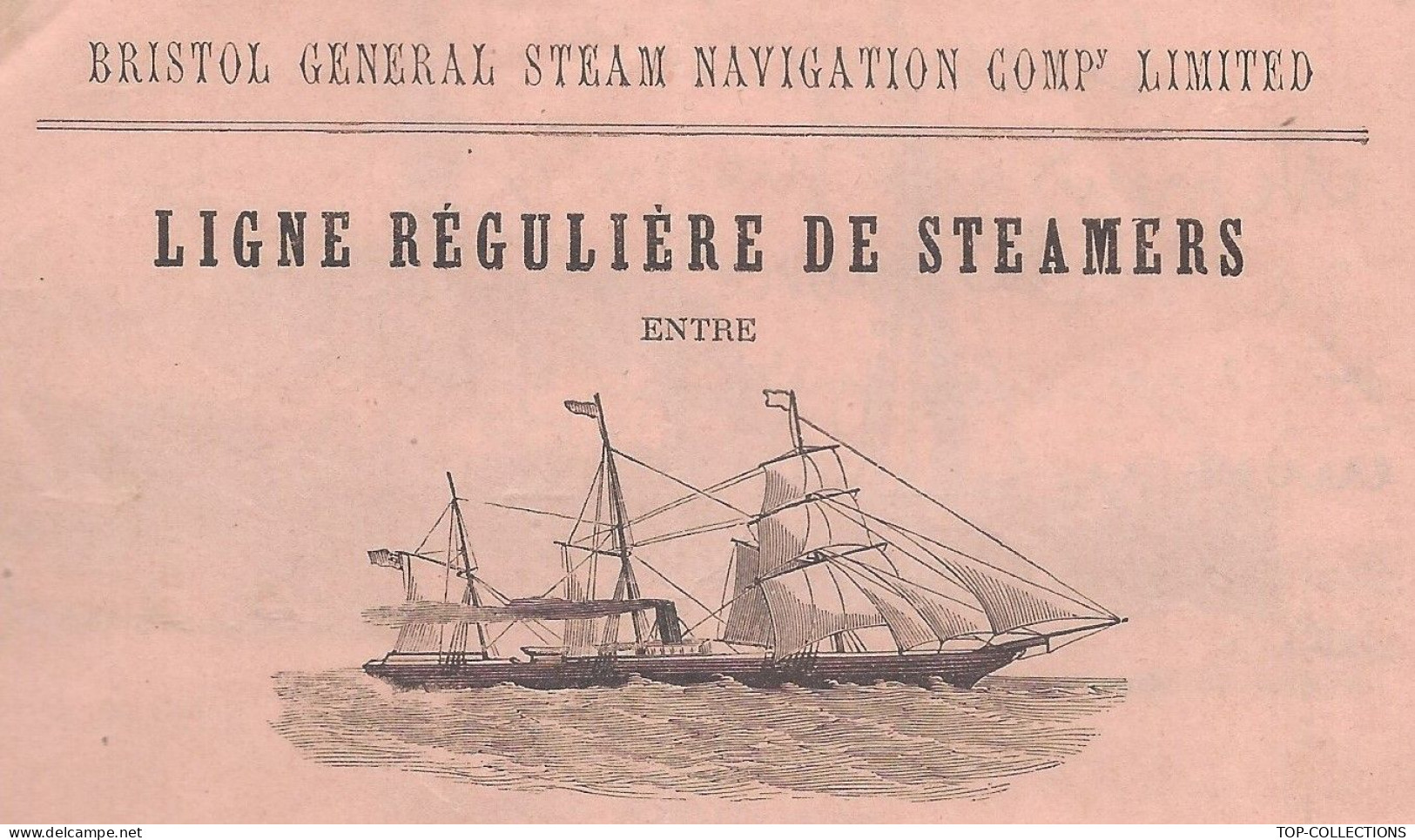 Circa 1870 2 DOCUMENTS AVEC ENTETE Bristol General Steam Navigation  Et Lambton Line Of Steamers Bordeaux Londres - 1800 – 1899