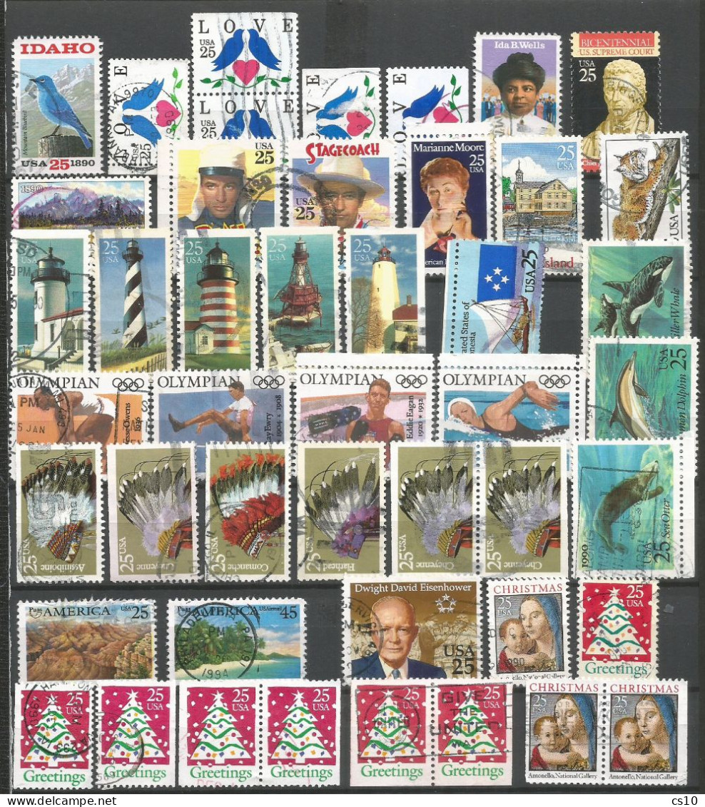 USA HIGH QUALITY 1990 Yearset - Selection Of Used Stamps Of The Year - # 46 VFU Pcs INCL. Bklt Pairs - Colecciones & Lotes