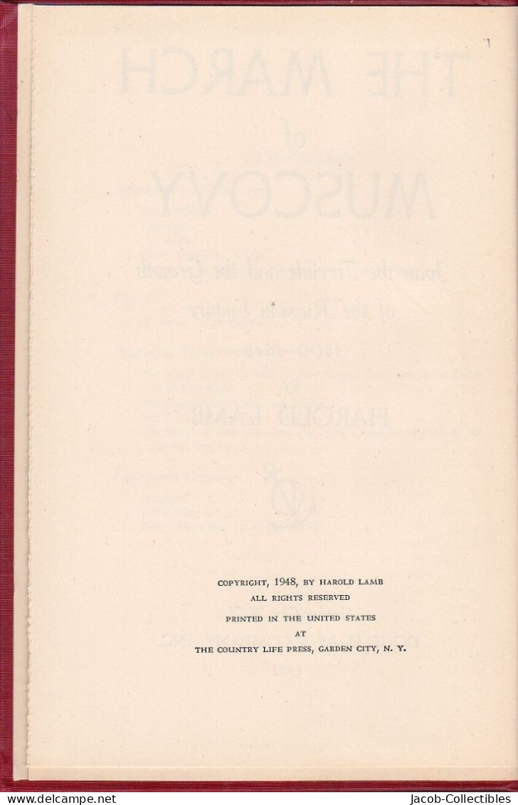 Harold Lamb Tsar Russia History Ivan The Terrible Ivan IV Moscow Czar Tzar - Europe