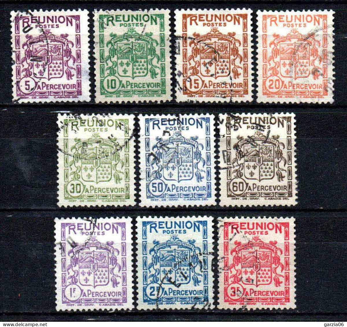 Réunion  - 1933 - Armoiries - Tb Taxe N° 16 à 25 - Oblit - Used - Timbres-taxe