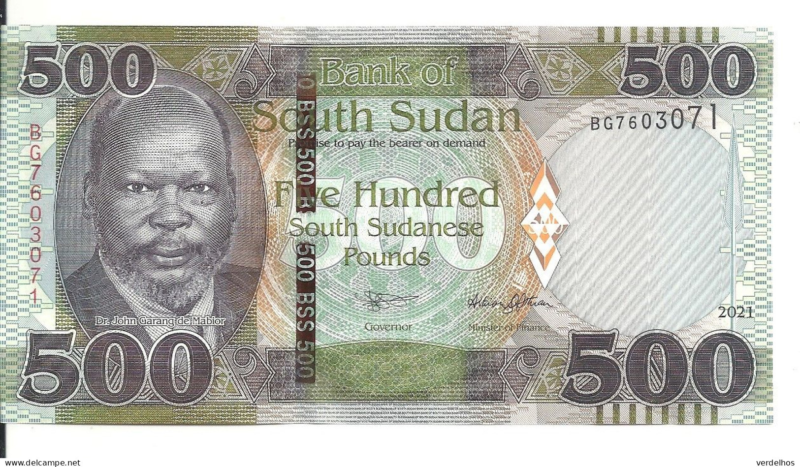 SOUDAN SOUTH 500 POUNDS 2021 UNC P 16 New - Soudan