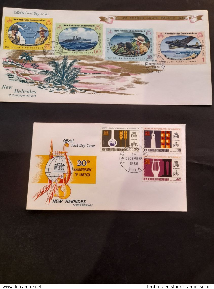 NOUVELLES-HEBRIDES (VANUATU)  2 X 1er Jour  新赫布里底群岛（瓦努阿图） 2 X 第一天  2 X 1st Day Covers - Mezclas (max 999 Sellos)