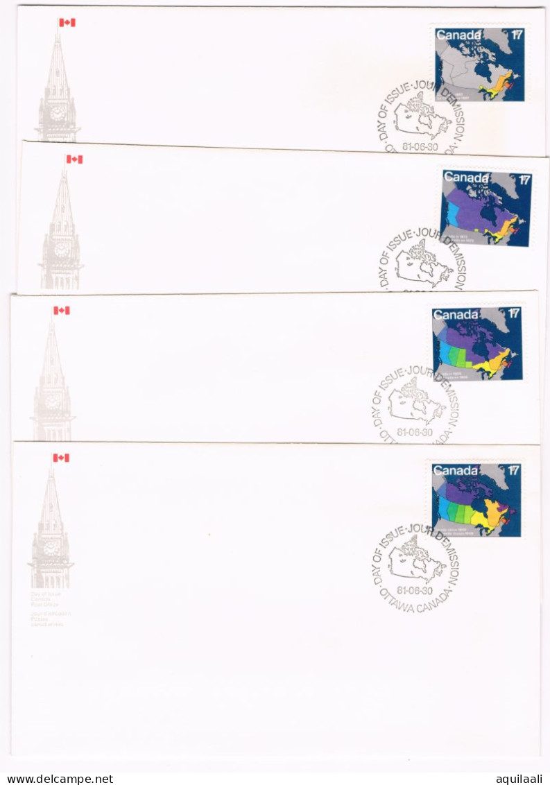 CANADA 1981 - Canada Day, "Maps" 4 Buste Con Annullo Fdc - 1981-1990