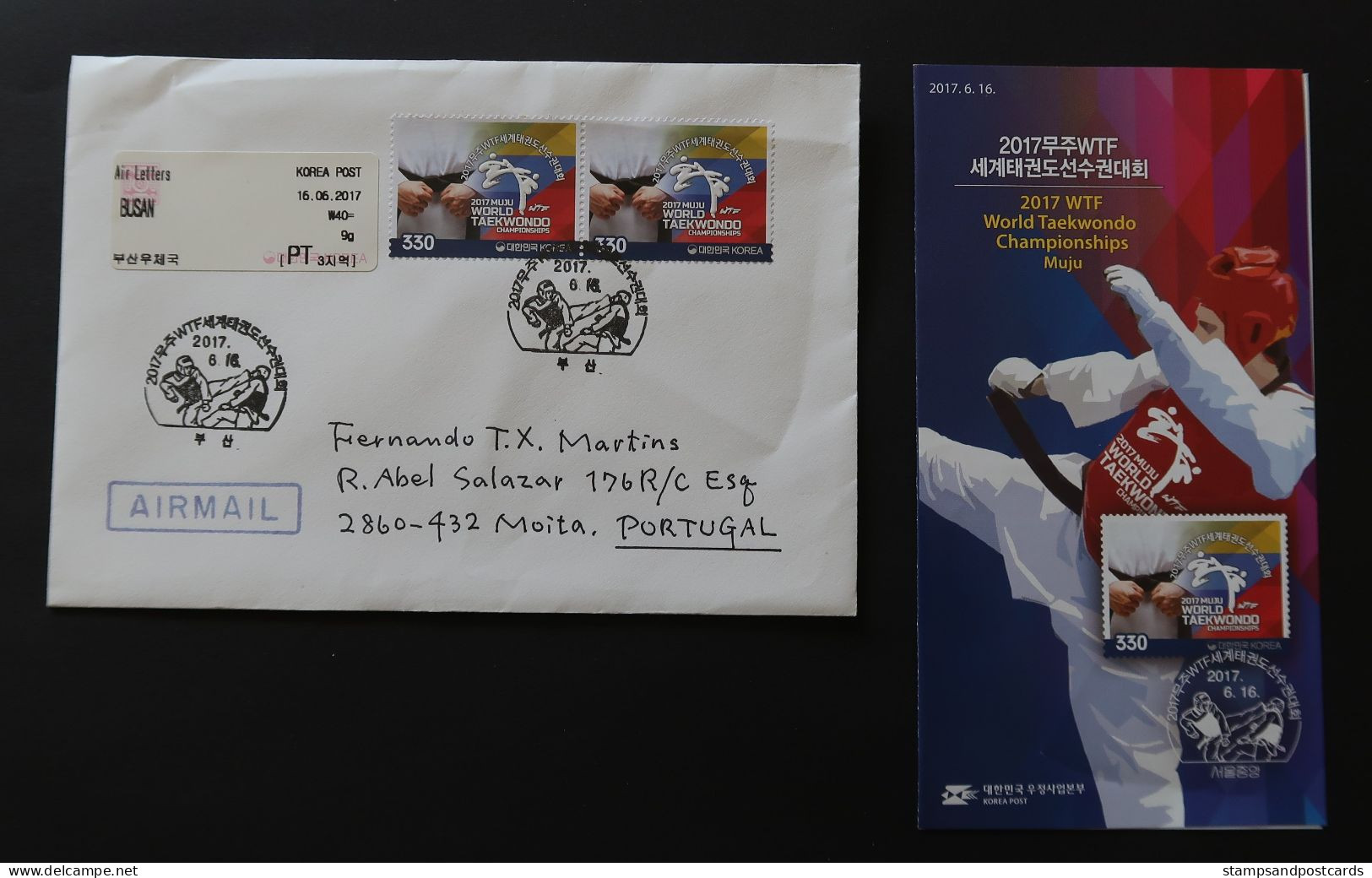 Corée Du Sud Championnats Monde De Taekwondo FDC Voyagé 2017 South Korea World Taekwondo Championships Postally Used FDC - Zonder Classificatie