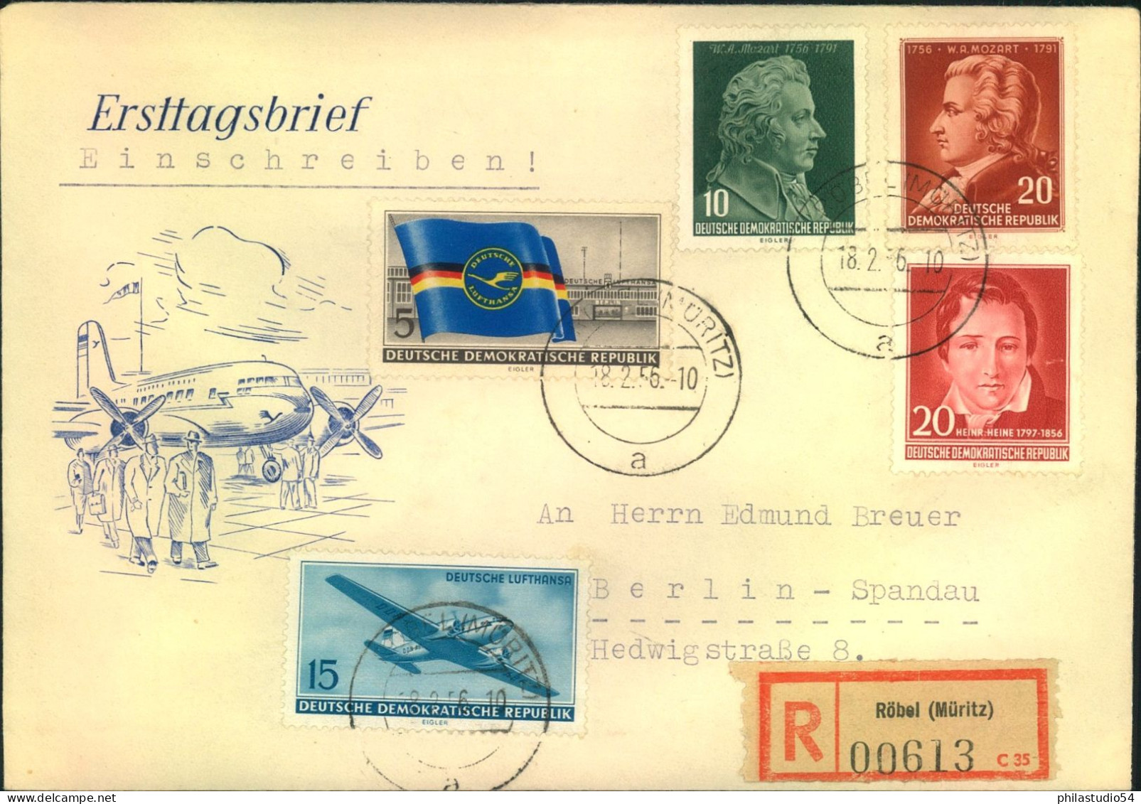 1955,R-Brief Mit Besserer Frankatur Ab RÖBEL (Müritz) - Storia Postale