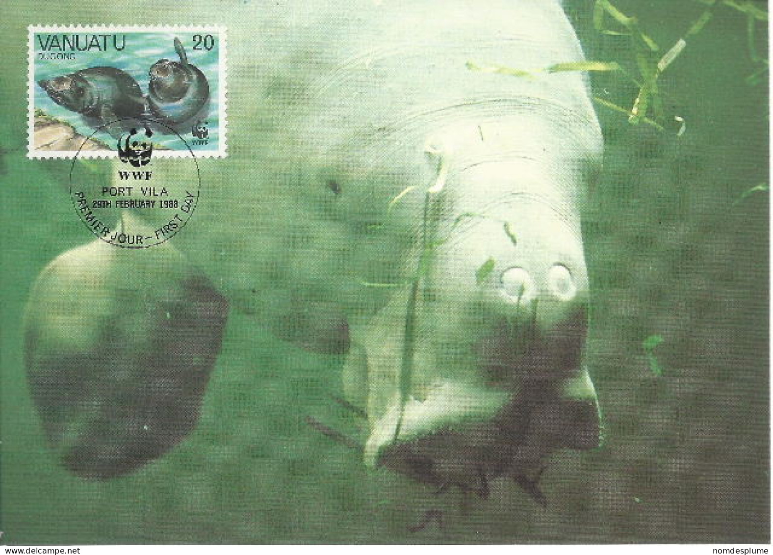 26093 ) Vanuatu WWF 1988 Dugong Maxi Postcard Cover - Vanuatu (1980-...)