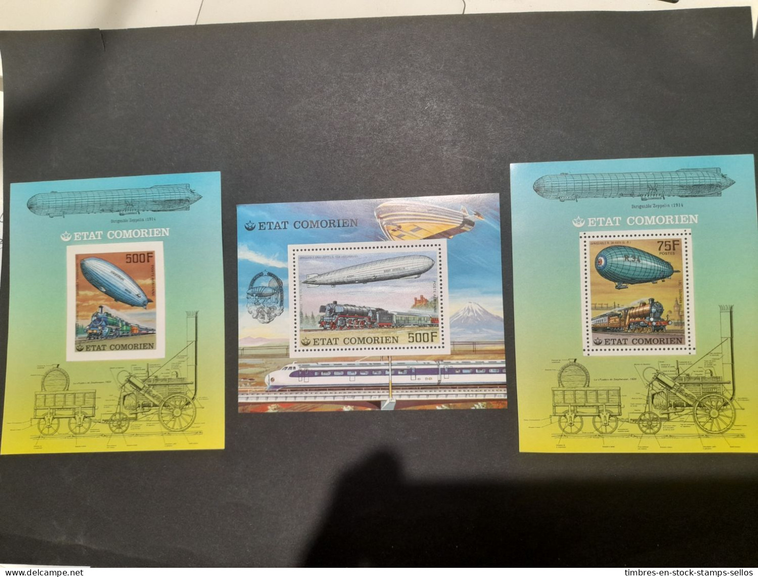 COMORES (ARCHIPEL) 3 BLOCS FEUILLETS  Zeppelin  ETAT NEUF 科摩罗（群岛）3 块纸质齐柏林飞艇全新状况  3 SHEETS - Mezclas (max 999 Sellos)