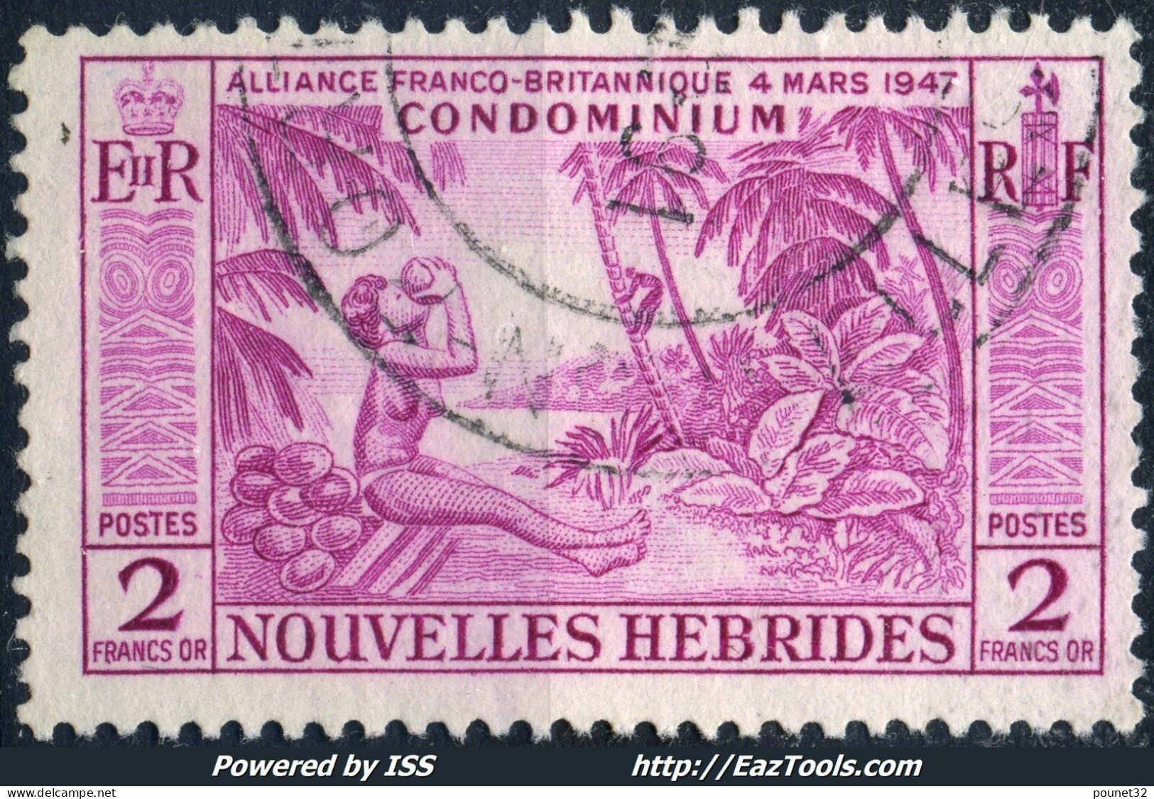 TIMBRE NOUVELLES HEBRIDES 2F LILAS N° 184 OBLITERATION LEGERE - A VOIR - Used Stamps