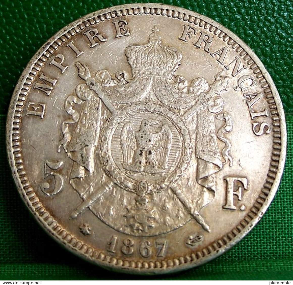 MONNAIE ARGENT 5 FRANCS 1867 A PARIS NAPOLEON III TÊTE LAUREE SECOND EMPIRE ANTIQUE SILVER COIN - 5 Francs