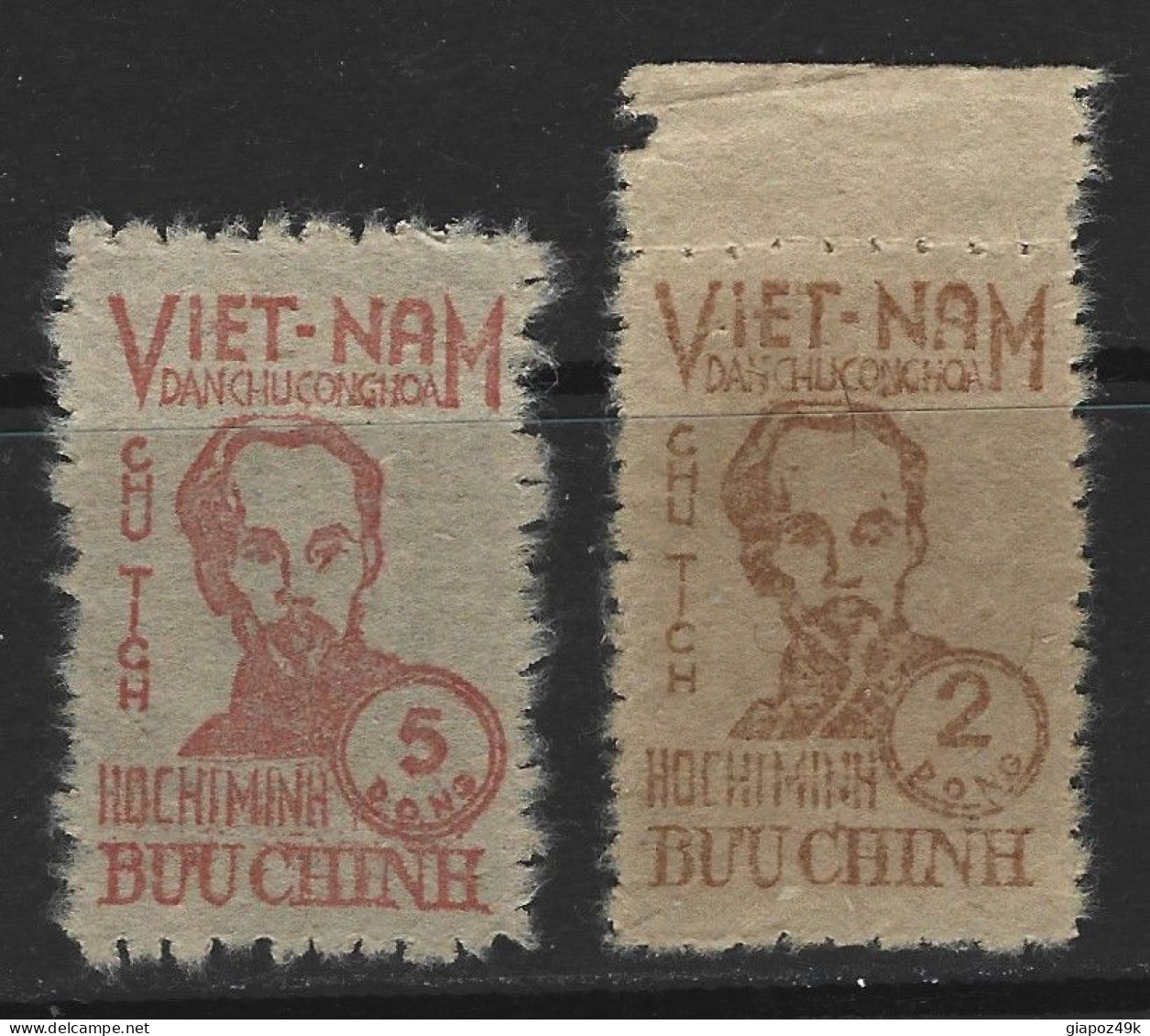 ● VIETNAM 1949 ️VIET-NAM ֍ HO CHIMINH ֍ N. 60 / 61 S.G. ● 2 Valori ● Vedere Difetto ● Dentellati ️7 ● Serietta ● 2313 ● - Viêt-Nam