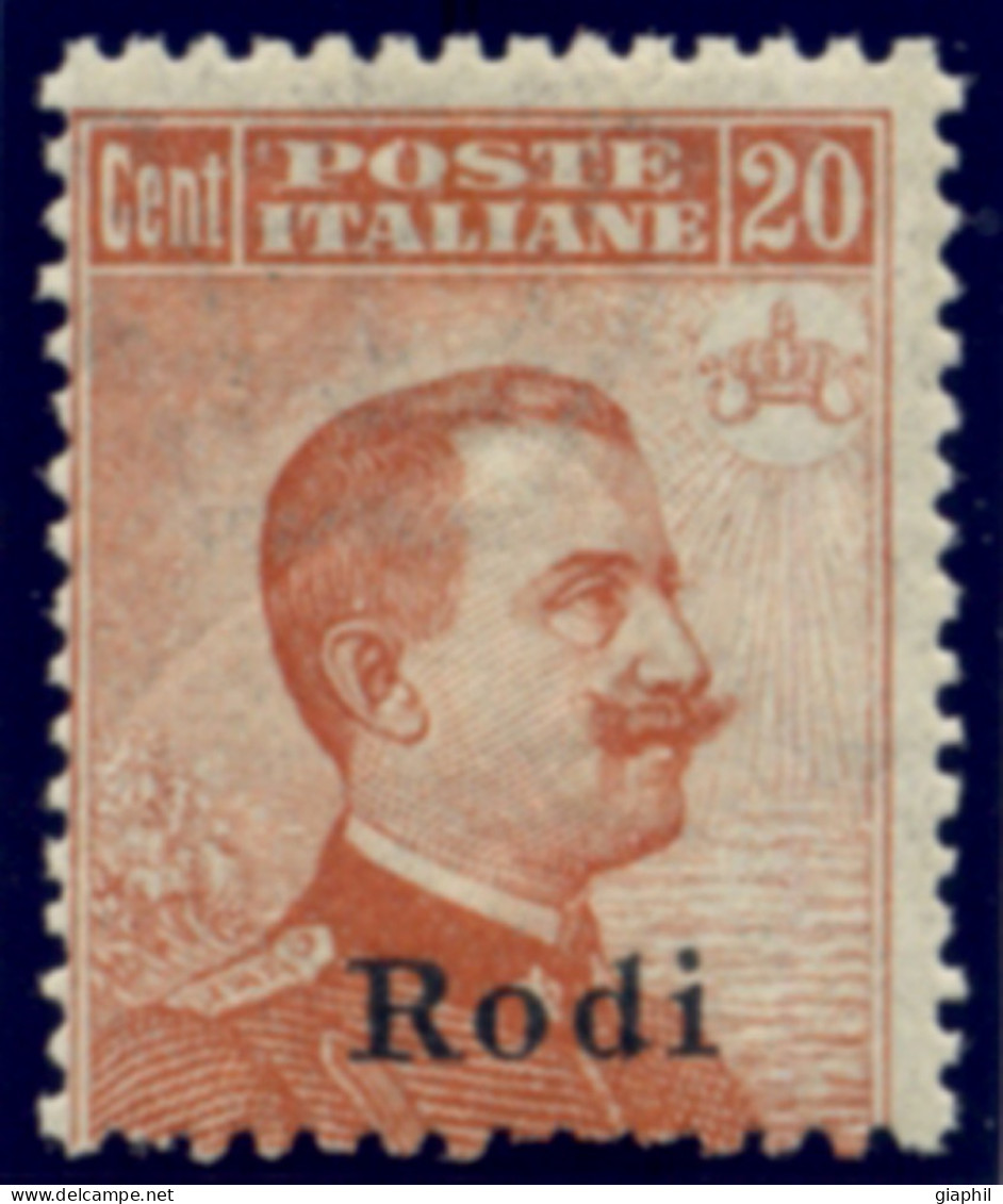 ITALIA ISOLE DELL'EGEO RODI 1918 20 C. (Sass. 12) MNH ** - Ägäis (Rodi)