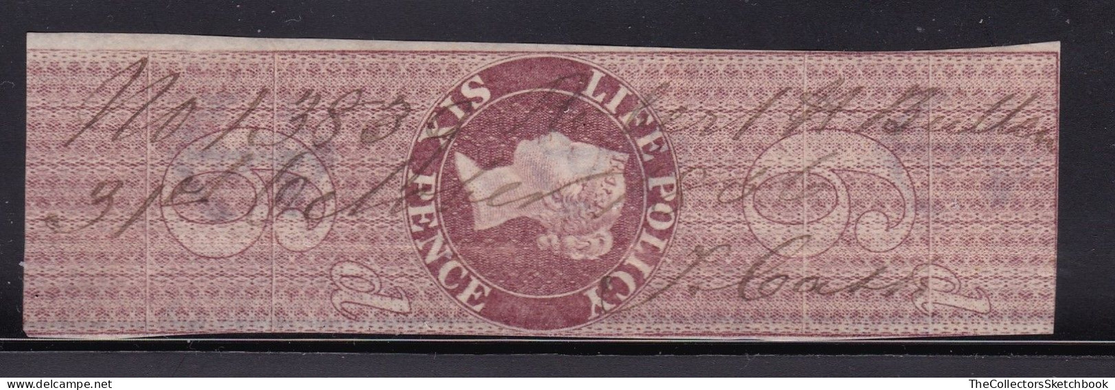 GB Fiscals / Revenues Life Policy 6d -  Red - Brown Barefoot 2. Watermark Fouled Anchor With Stock  Average Used - Fiscali