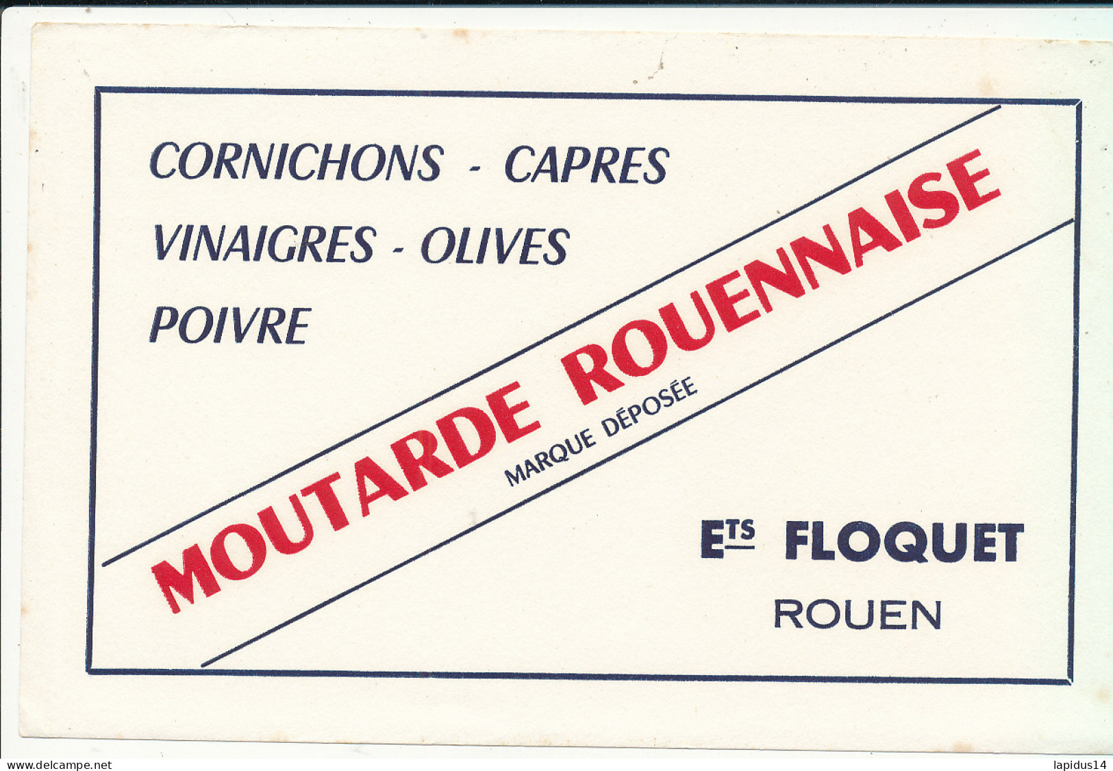 BU 2704   BUVARD  -  MOUTARDE ROUENNAISE  ETS FLOQUET ROUEN   ( 21,50 Cm X 13,50 Cm) - Mostard