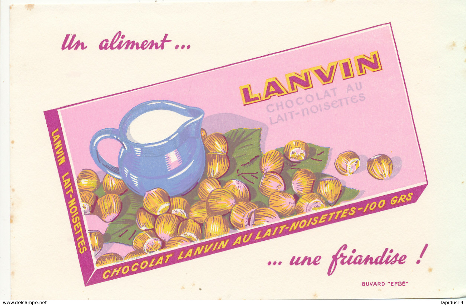 BU 2707   BUVARD  -CHOCOLAT  LANVIN      ( 21,00 Cm X 13,50 Cm) - Chocolat