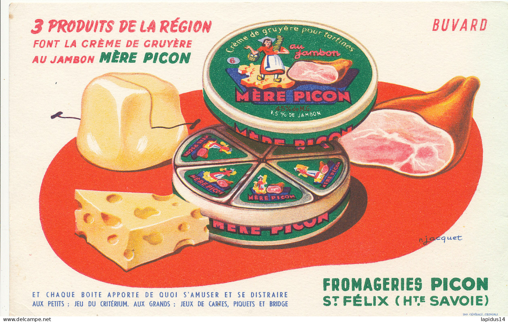 BU 2717   BUVARD   FROMAGERIE PICON ST FELIX HAUTE SAVOIE   ( 21,00 Cm X 13,50 Cm) - Leche