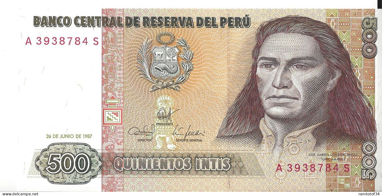 PEROU - 500 Intis 1987 UNC - Perú