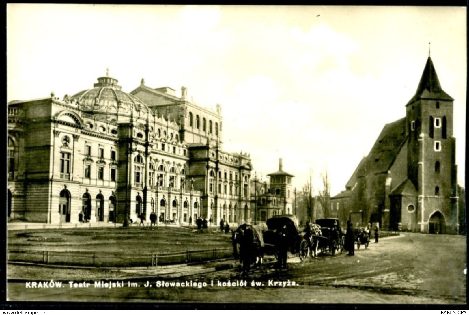 KRAKOW - TEATR MIEJSKI IM. J STOWACKIEGO I KOSCIOT SW. KRZYZA - CPA PHOTO - SUPERBE - Polen