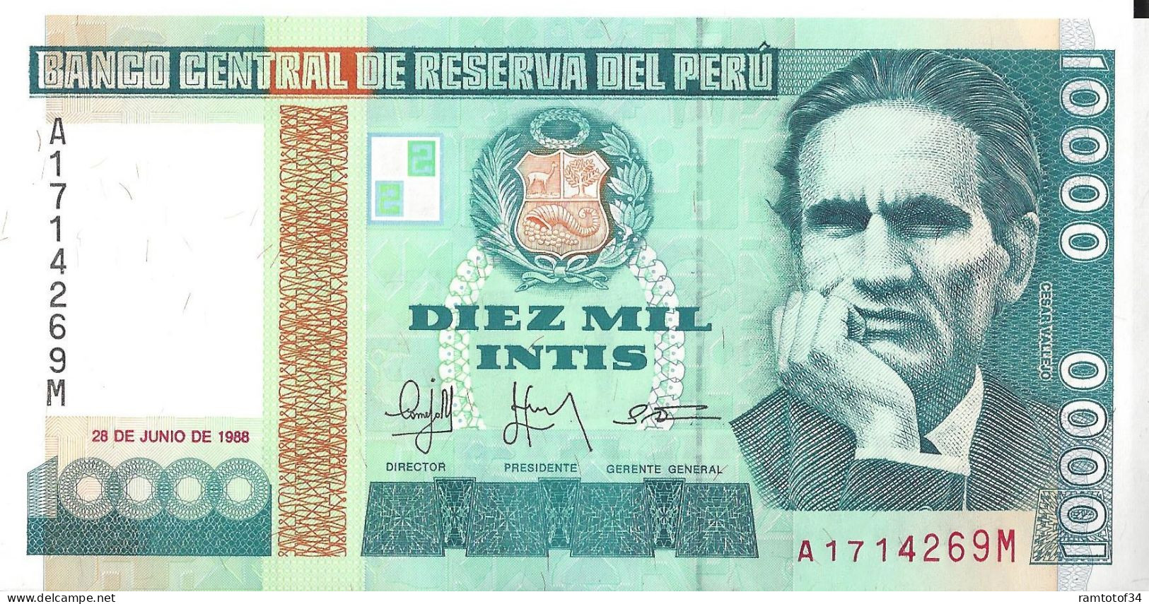 PEROU - 10000 Intis 1988 UNC - Perú