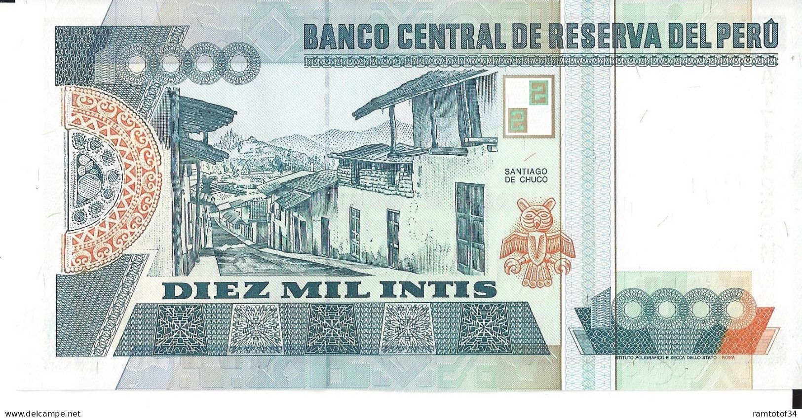 PEROU - 10000 Intis 1988 UNC - Perú