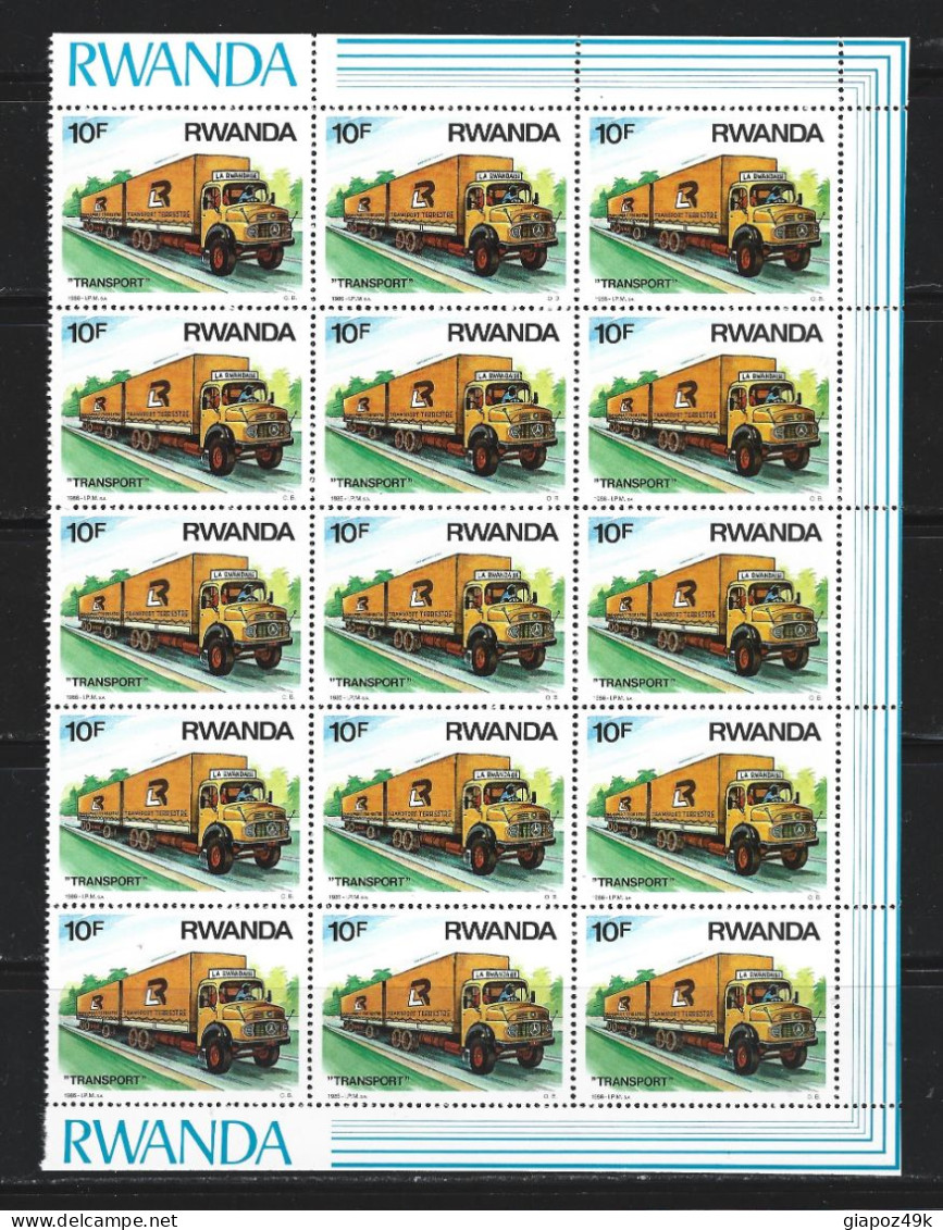 ● RWANDA 1986 RUANDA  ֍ TRASPORTI E Comunicazioni ֍ Serie Completa Di 4 Valori X 15 ● Cat 86  € ● Lotto N. XX ● - Unused Stamps