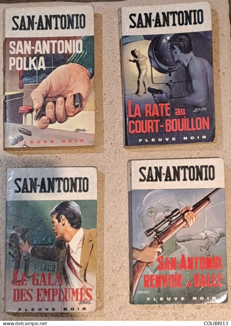 SAN ANTONIO Lot De 4 Volumes Couverture GOURDON 1968/69 Fleuve Noir S.A.POLKA, RENVOIE LA BALLE,LE GALA Des EMPLUMES... - Lots De Plusieurs Livres