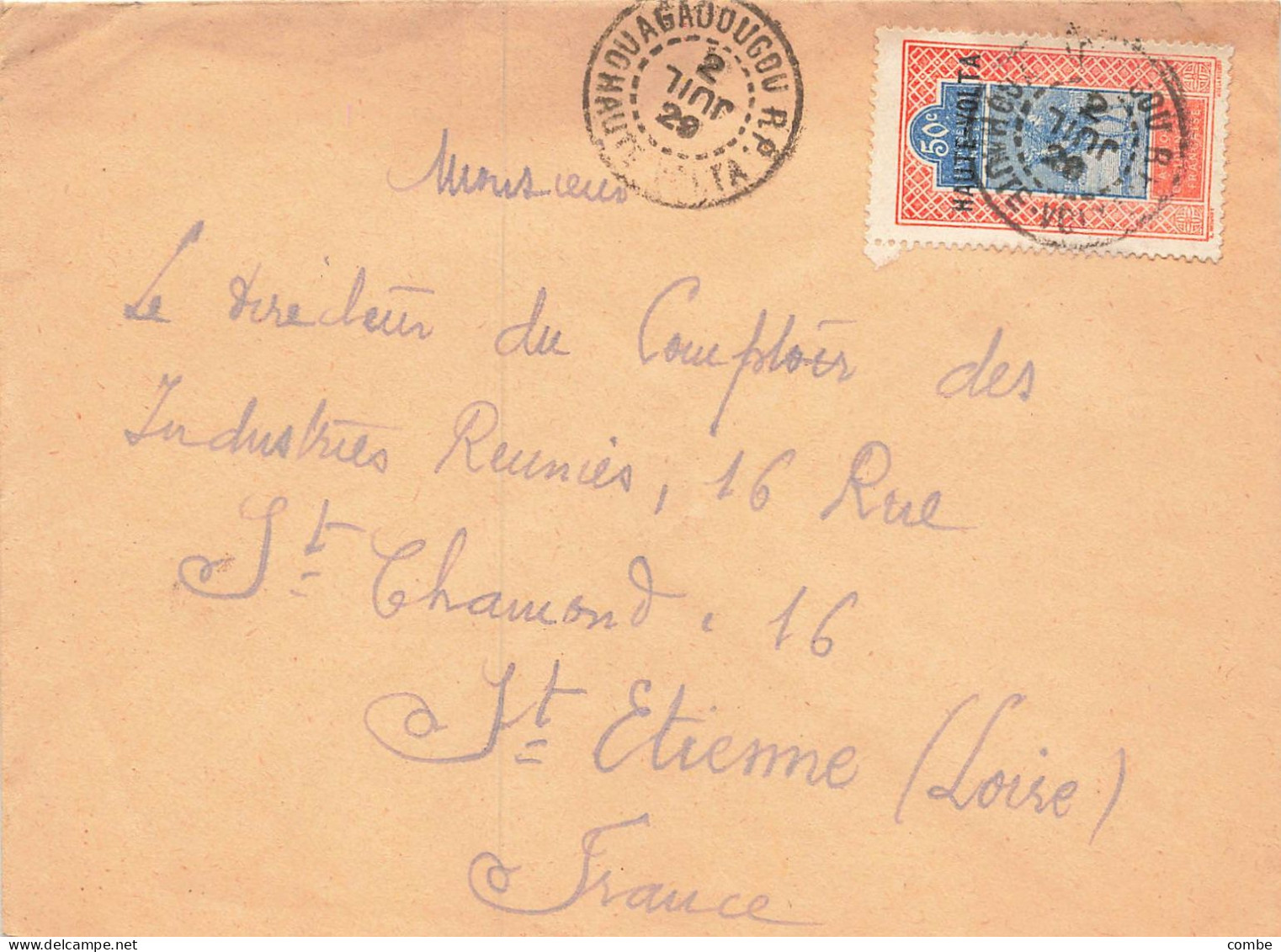 LETTRE. HAUTE VOLTA. 2 JUIL(inversion) 29. OUAGADOUGOU POUR ST ETIENNE - Covers & Documents