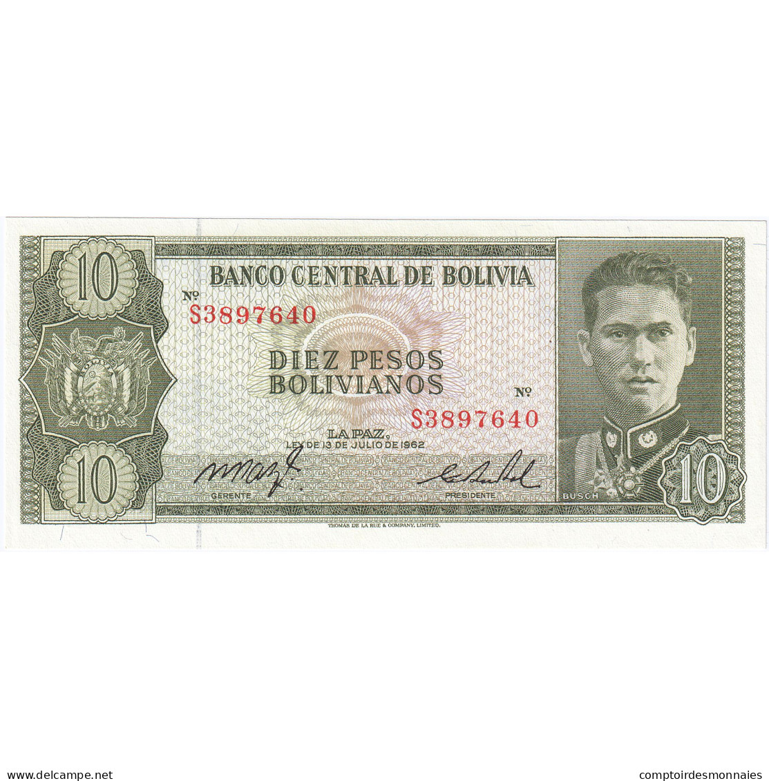 Bolivie, 10 Pesos Bolivianos, L.1962, 1962-07-13, KM:154a, NEUF - Bolivie