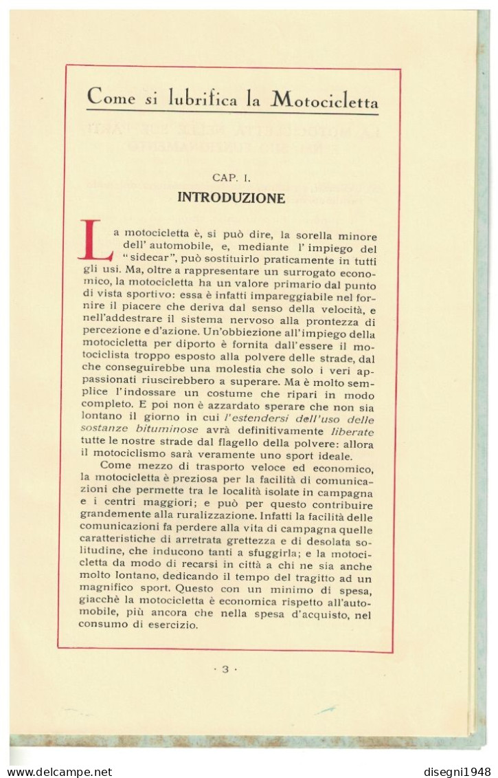 12525 "COME SI LUBRIFICA LA MOTOCICLETTA - SOCIETA' NAFTA - GENOVA"  OPUSCOLO ORIG. - Other & Unclassified