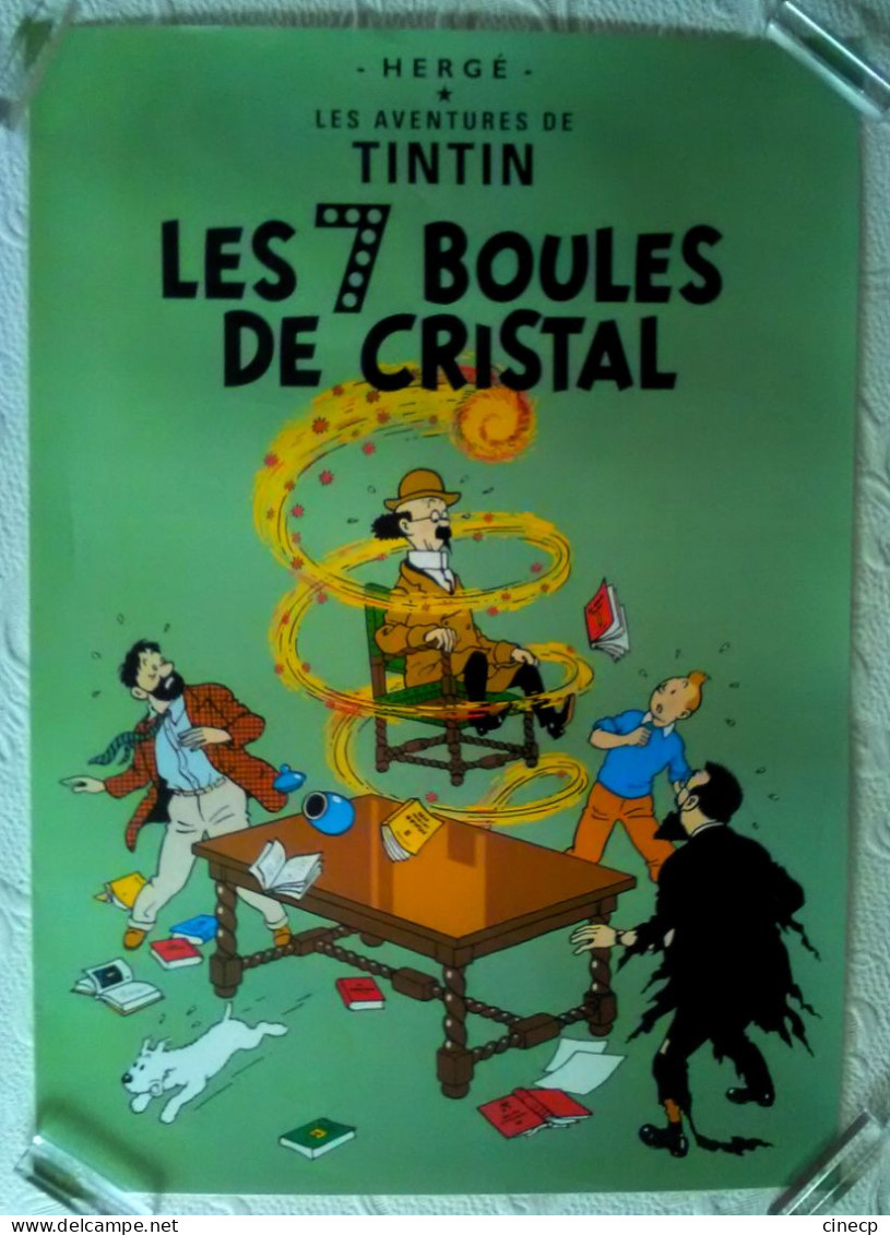 AFFICHE ANCIENNE PLASTIFIEE ALBUM LES 7 BOULES DE CRISTAL HERGE TINTIN CAPITAINE HADDOCK - Posters