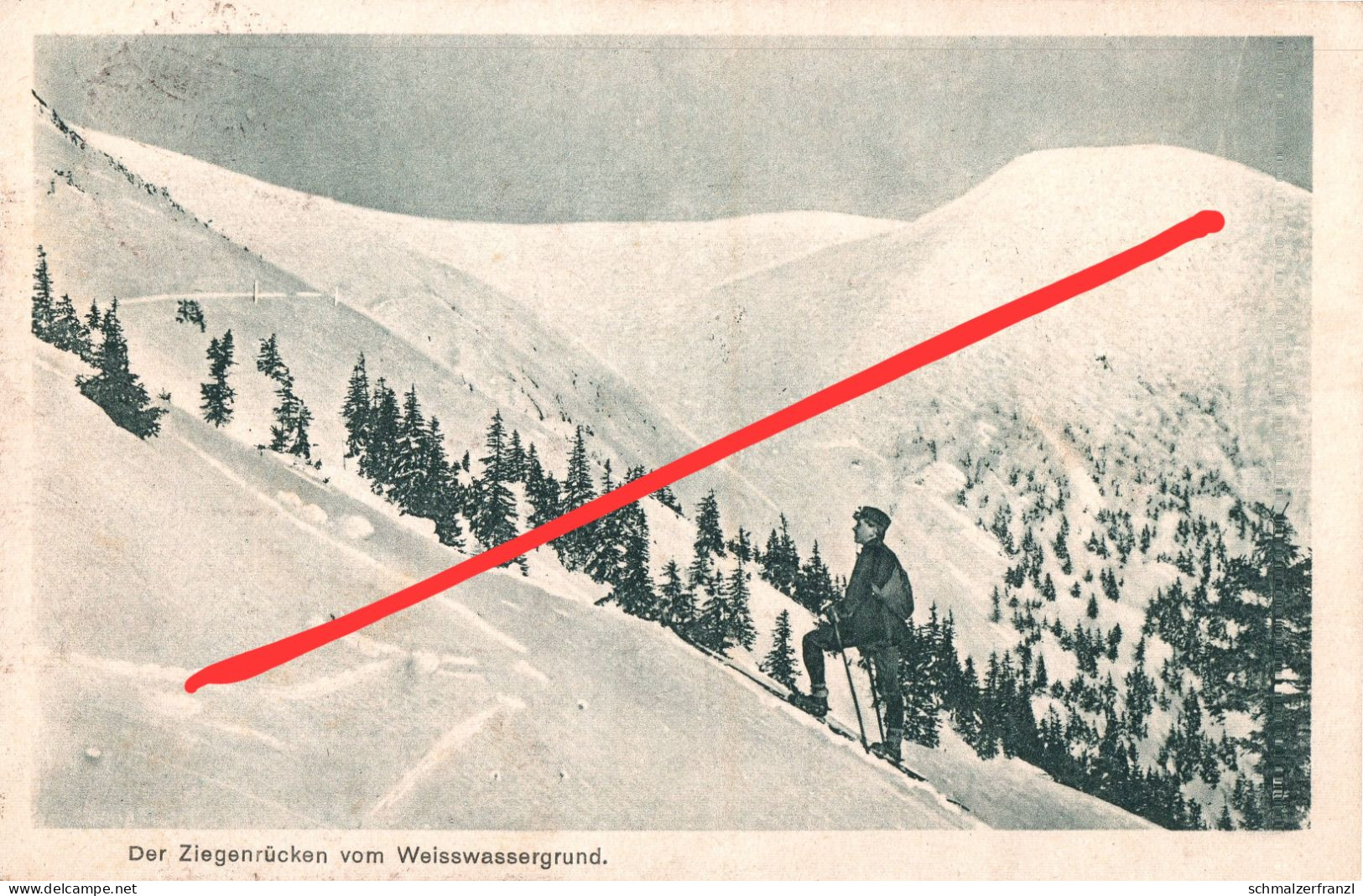 AK Ziegenrücken Kozi Hrbety Weißwassergrund Skifahrer Ski Wanderer Spindlermühle Spindleruv Mlyn Winter Riesengebirge - Sudeten