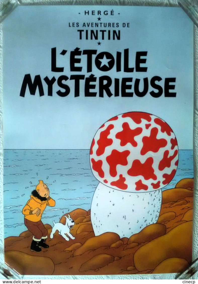 AFFICHE ANCIENNE PLASTIFIEE ALBUM L' ETOILE MYSTERIEUSE HERGE TINTIN CAPITAINE HADDOCK - Afiches & Offsets