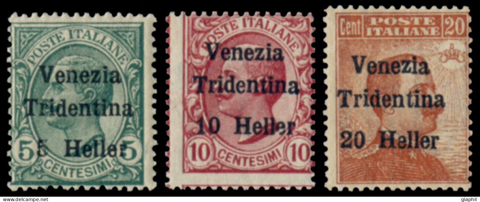 ITALY ITALIA TRENTINO-ALTO ADIGE 1919 SERIE COMPLETA (Sass. 28-30) NUOVA LINGUELLATA - Trento