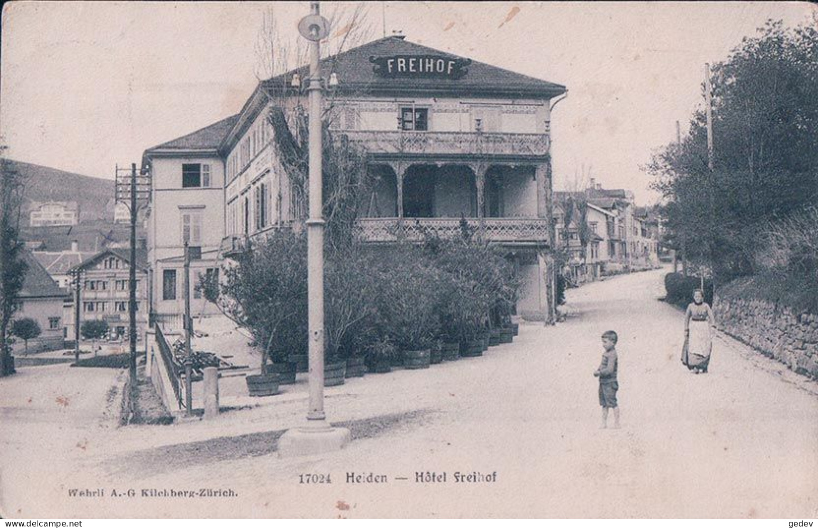 Heiden AR, Hotel Freihof Et Rue Animée (27.7.1922) - Heiden