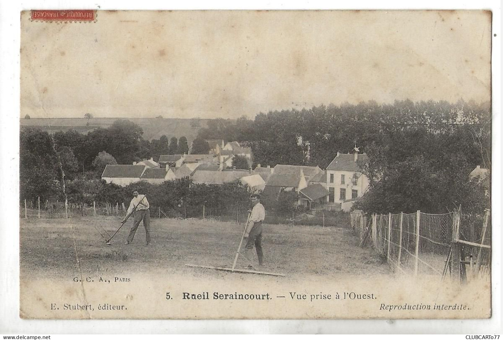 Seraincourt (95) : Gp De Travaux Des Champs Au Hameau De Rueil Env 1907 (animé) PF. - Seraincourt