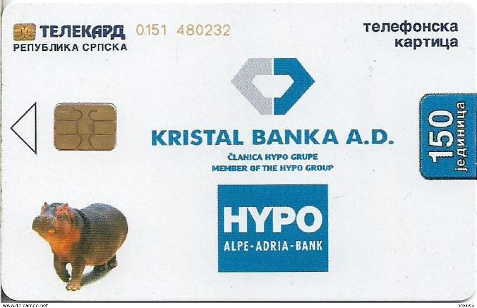 Bosnia - Republika Srpska - Kristal Banka (Matt Surface), 04.2002, 150Units, 100.000ex, Used - Bosnia